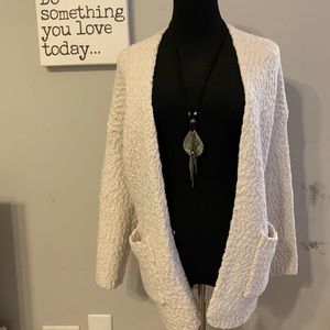 White Fuzzy Cardigan Sweater